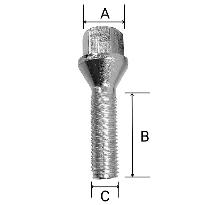 Eibach Wheel bolt conical seat 60° M12x1,5 43mm HEX17 silver for Suzuki