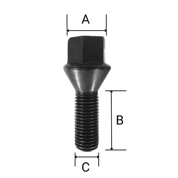 Eibach Wheel bolt conical seat 60° M12x1,5 24mm HEX17 black for Suzuki