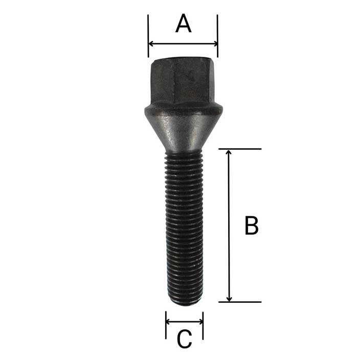 Eibach Wheel bolt conical seat 60° M12x1,5 43mm HEX17 black for Suzuki